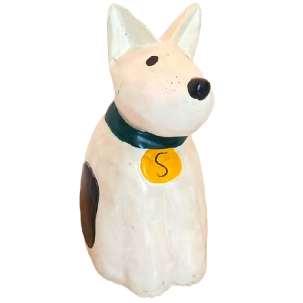 Wooden Carved Handpainted Dog Figure..Door Stopper!!